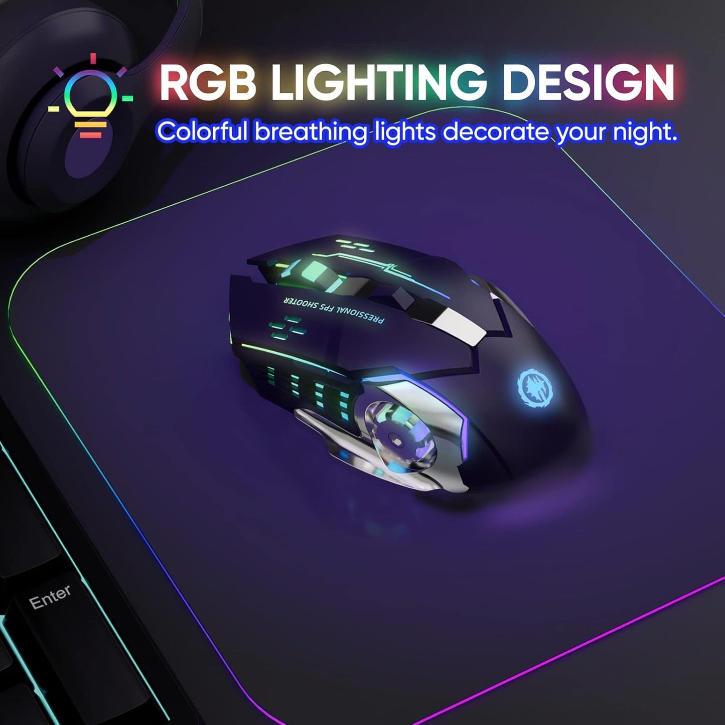 Wireless Gaming Mouse RGB Rechargeable Mouse