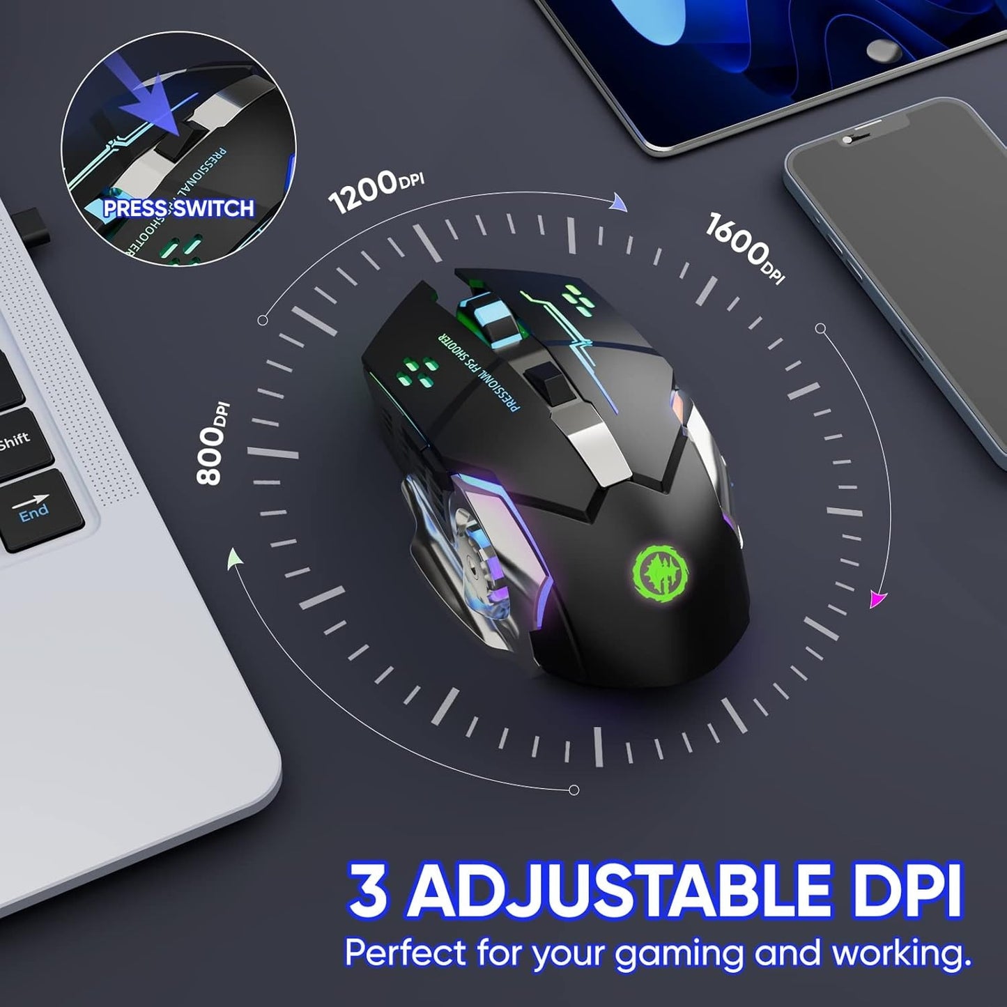 Wireless Gaming Mouse RGB Rechargeable Mouse